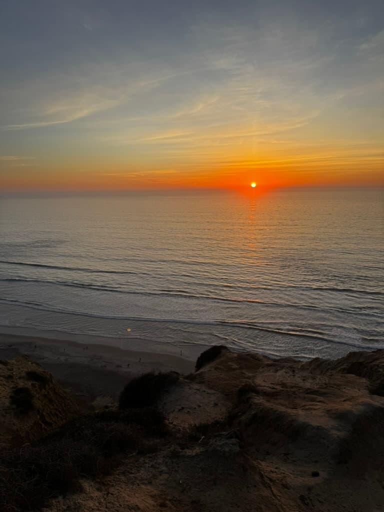 Beach sunset from cliffs