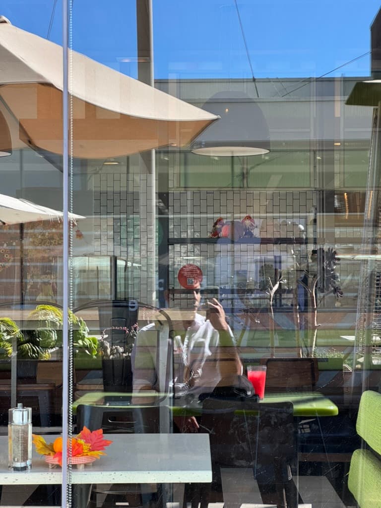 Cafe window reflection